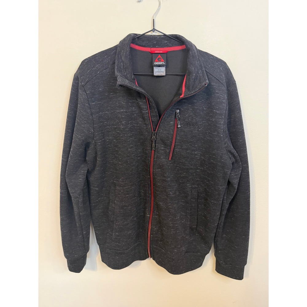 Gerry Full Zip Jacket Mens Medium Gray Excellent Heathered Mock Neck 1311428